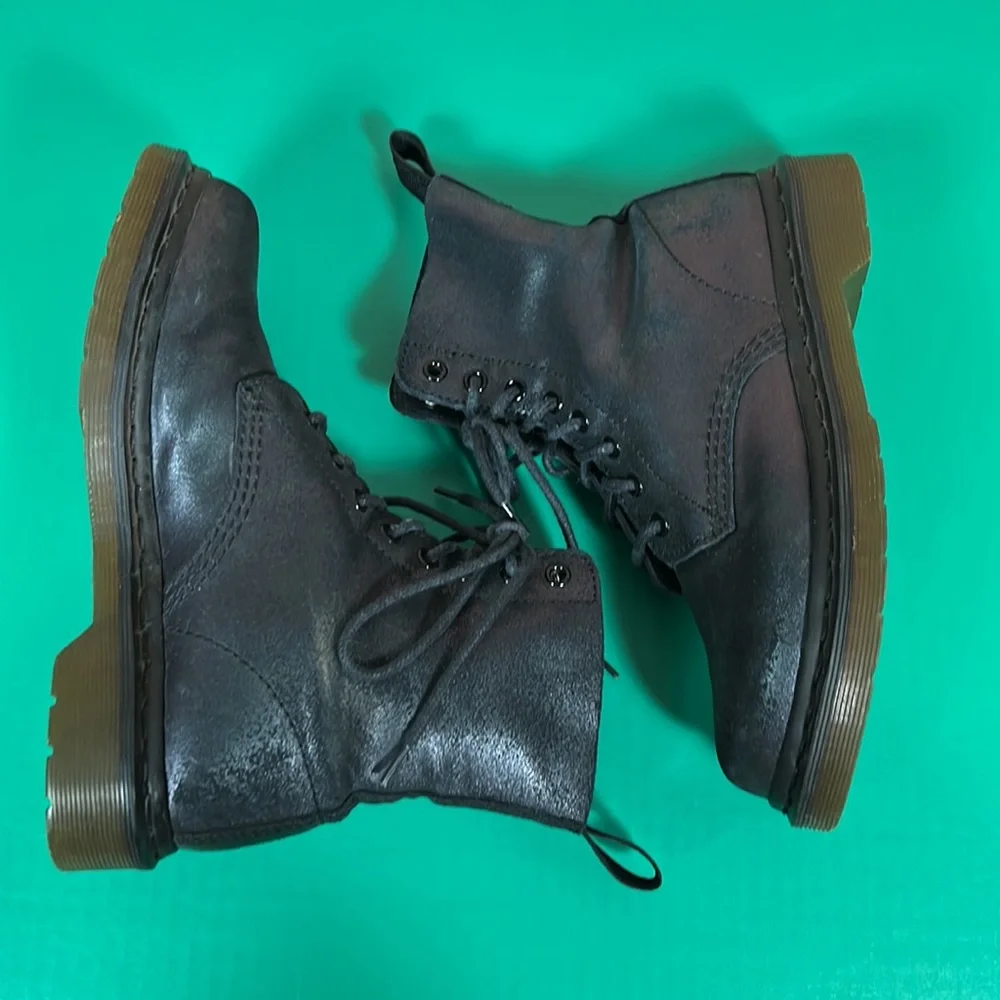 DM Dr Martens Pascal Black Irridescent  Leather Boots 7 US Ladies - Picture 3 of 5